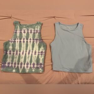 Aeropostale cropped high neck racer back tank tops